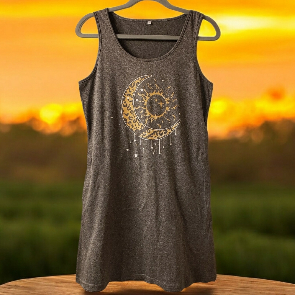 NEW! Moon & Stars Dreamcatcher Graphic Tank Dress w/ Pockets